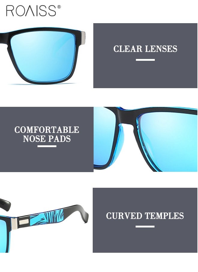 roaiss - Retro Style Mens Polarized Sunglasses Square (Blue) - Image 1