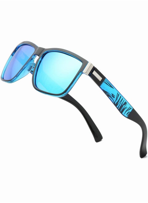 Retro Style Mens Polarized Sunglasses Square (Blue)