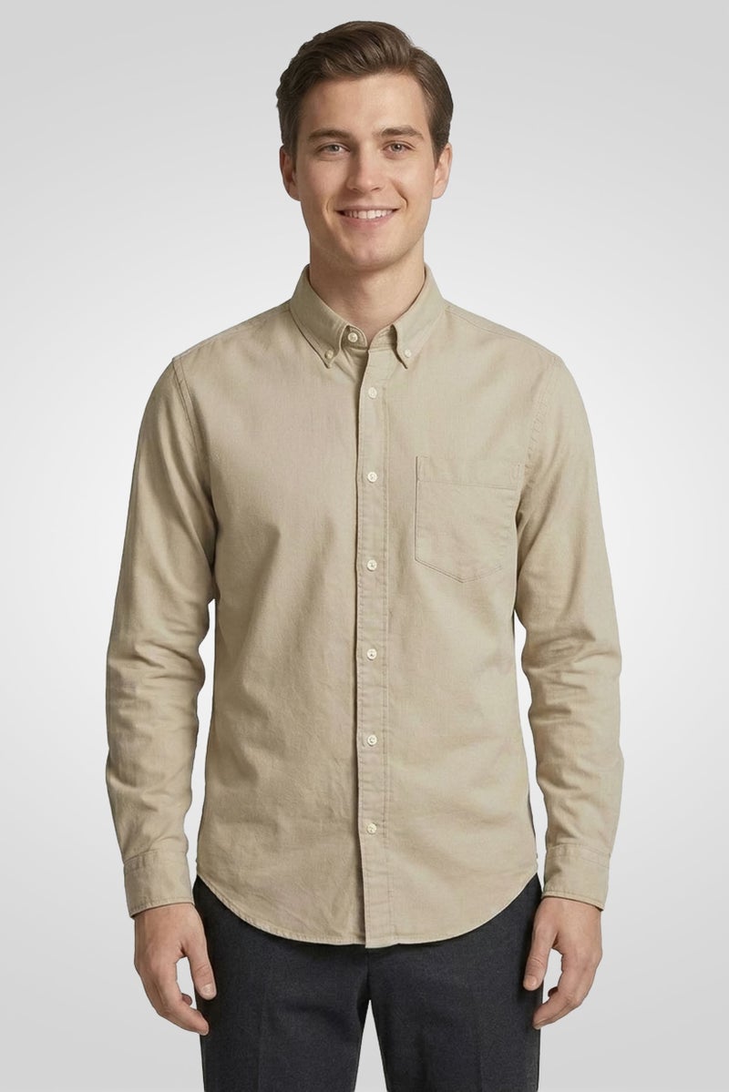 SELECTED Men Regular Fit Solid Long Sleeve Casual Shirt, Grey - Image 1