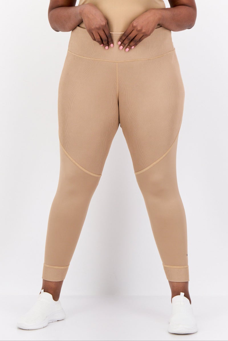 PUMA Women Tight Fit High Waist Training Leggings, Tan - Image 1