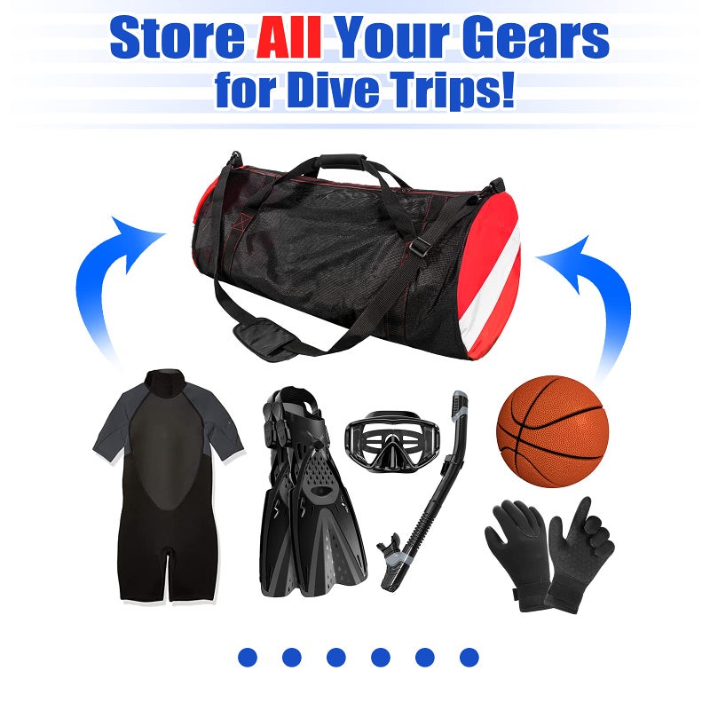 Dawitrly Sports Duffle Bag, Large Mesh Dive Beach Bags and Totes with Shoulder Strap for Scuba Diving and Snorkeling Gear & Equipment, Wet Swimming, Travel, and Gym Workout Red - Image 4