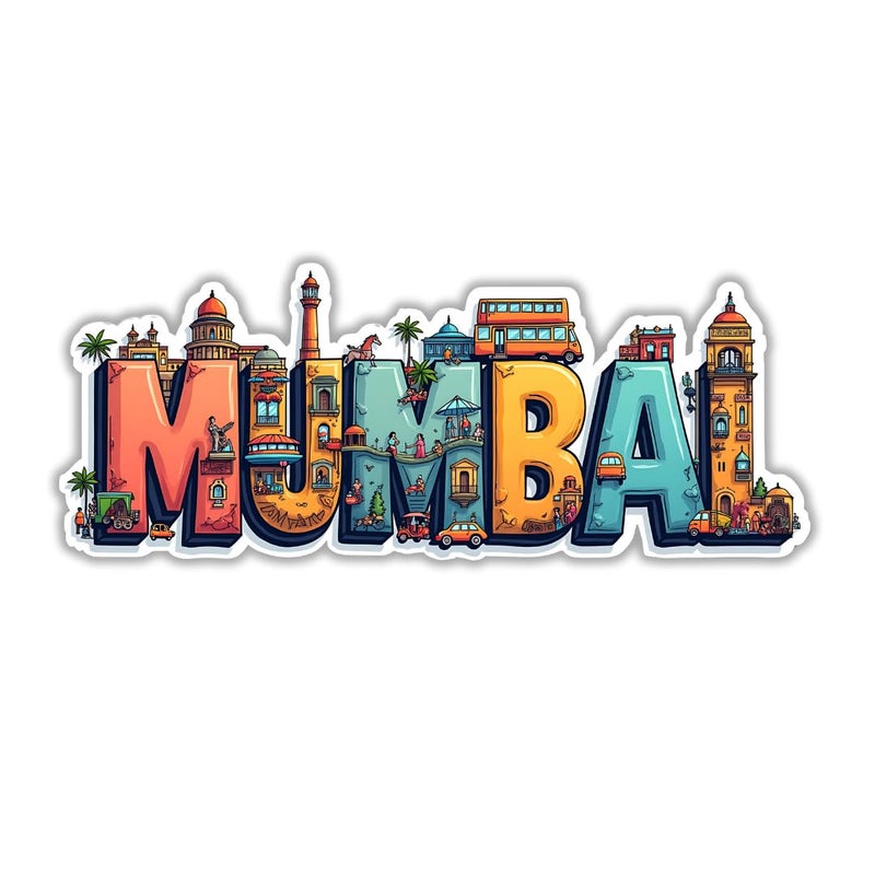 GiftODay Mumbai City Theme Souvenir Wooden Fridge Magnet for Refrigerator Mumbai Fridge Magnet for Kitchen Home Decor Perfect Souvenir Gift Size 3x3 Inches Pack of 1 - Image 1