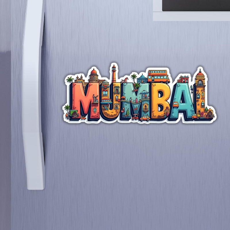 GiftODay Mumbai City Theme Souvenir Wooden Fridge Magnet for Refrigerator Mumbai Fridge Magnet for Kitchen Home Decor Perfect Souvenir Gift Size 3x3 Inches Pack of 1 - Image 2