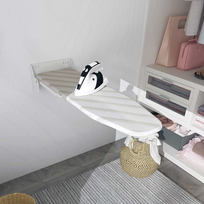 WALL MOUNTED IRONING BOARD BUILT IN SWIVEL FOLDABLE ROTATABLE PRESS TABLE FOR CLOTHES SPACESAVING FOR HOME APARTMENT SMALL SPACES