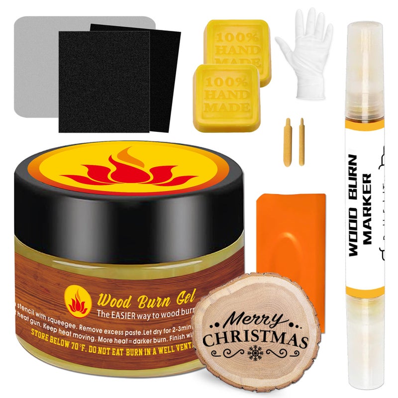 1DFAUL Wood Burn Paste Pen Kit, 4OZ Wooden Burning Gel, Double Sided Wood Burn Marker Kit for DIY Beautiful Wooden Burning in Minutes, Perfect for Beginners Handmade Meaningful Gifts - Image 1