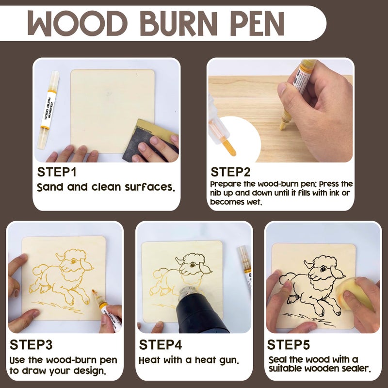 1DFAUL Wood Burn Paste Pen Kit, 4OZ Wooden Burning Gel, Double Sided Wood Burn Marker Kit for DIY Beautiful Wooden Burning in Minutes, Perfect for Beginners Handmade Meaningful Gifts - Image 4