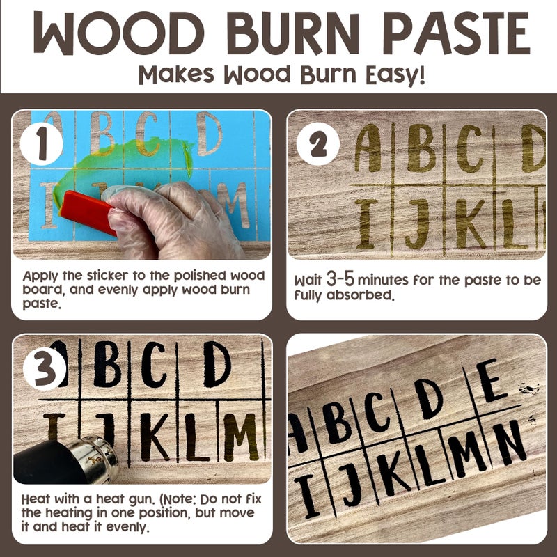 1DFAUL Wood Burn Paste Pen Kit, 4OZ Wooden Burning Gel, Double Sided Wood Burn Marker Kit for DIY Beautiful Wooden Burning in Minutes, Perfect for Beginners Handmade Meaningful Gifts - Image 2
