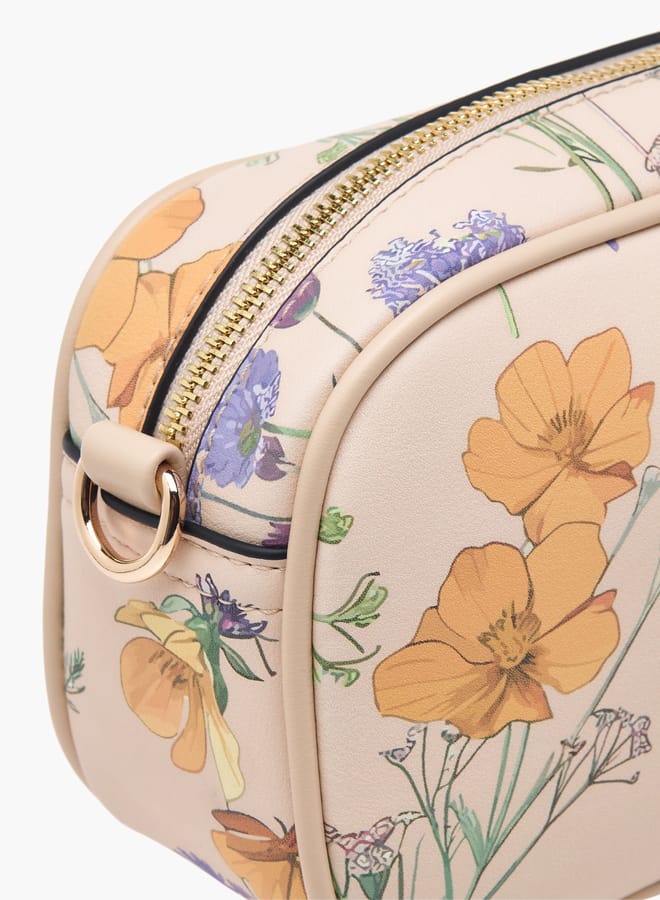 Celeste Women Floral Print Crossbody Bag with Chain Strap and Zip Closure  - Image 5