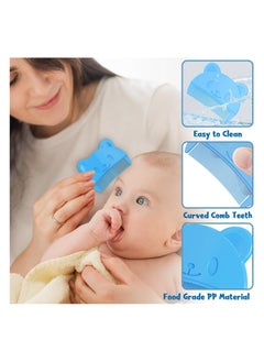 joybuy 3 Pcs Baby Comb Baby Cradle Cap Comb Baby Hair Brush Toddler Comb Toddler Hair Brush Newborn Baby Bath Essentials (Blue)  - Image 3