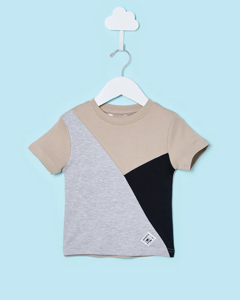 ردتاغ Infant Boys Beige Cut And Sew T-Shirt