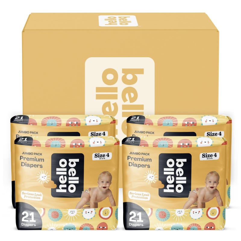Hello Bello Premium Diapers Size 4 84 Count Disposable ExtraAbsorbent and Hypoallergenic Baby Diapers with Snug and Comfort Fit Sunnyside Up Pattern Value Pack - Image 2