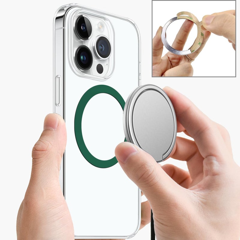 TENOC Universal Metal Ring Sticker for Magnetic Charger Compatible with iPhone/Samsung/Android All Cellphones, Magnetic Mount/Phone Holder Conversion Accessories, 3Pcs, Green - Image 3