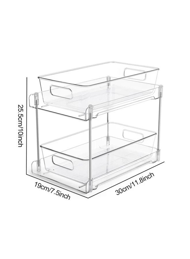2 Tier Plastic Storage Rack With Pull Out Shelves Under Sink Organizer 1pc - Image 3