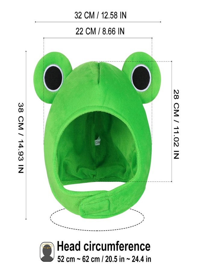 SAFIGLE Cute Plush Frog Hat Big Eye Frog Cap Funny Hat for Halloween Novelty Party Dress up Cosplay Costume Full Headgear for Adults and Kids Novelty Party Headwear for Halloween and Photo Props Green - Image 3