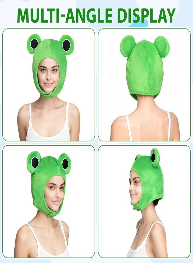 SAFIGLE Cute Plush Frog Hat Big Eye Frog Cap Funny Hat for Halloween Novelty Party Dress up Cosplay Costume Full Headgear for Adults and Kids Novelty Party Headwear for Halloween and Photo Props Green - Image 2