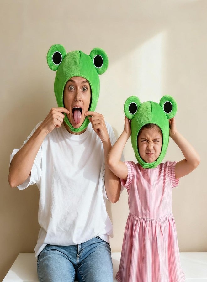 SAFIGLE Cute Plush Frog Hat Big Eye Frog Cap Funny Hat for Halloween Novelty Party Dress up Cosplay Costume Full Headgear for Adults and Kids Novelty Party Headwear for Halloween and Photo Props Green - Image 5
