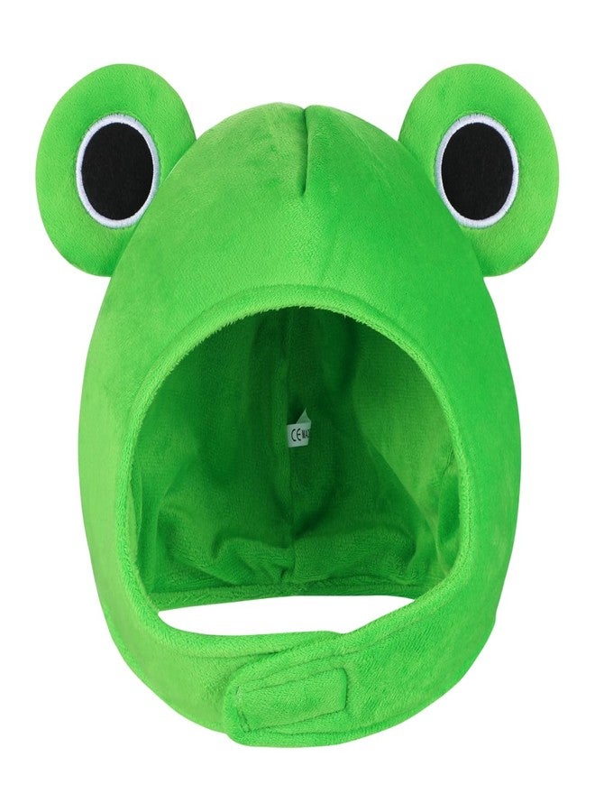 SAFIGLE Cute Plush Frog Hat Big Eye Frog Cap Funny Hat for Halloween Novelty Party Dress up Cosplay Costume Full Headgear for Adults and Kids Novelty Party Headwear for Halloween and Photo Props Green - Image 1