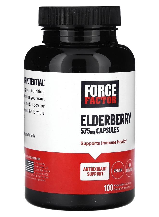 Force Factor Elderberry 100 Vegetable Capsules (575 mg per Capsule) - Image 2