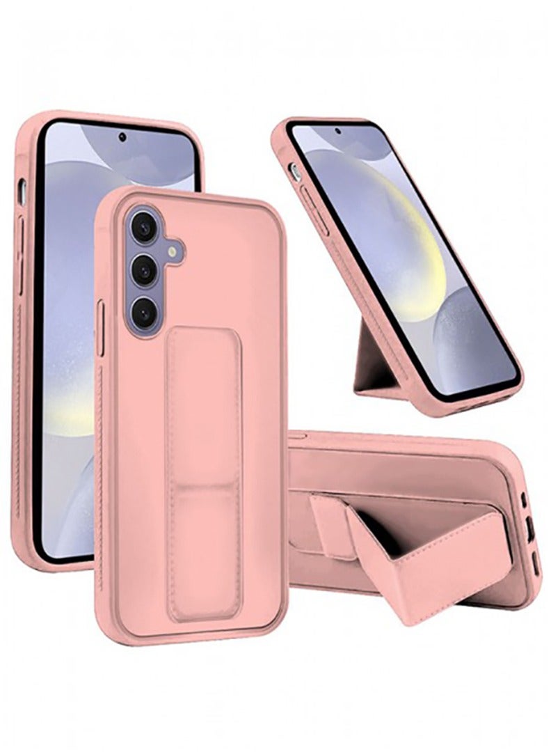 رفع القضية جراب متوافق مع هاتف Samsung Galaxy A54 مع حامل مغناطيسي وحامل، جراب وحامل حزام إصبع سيليكون ممتاز مع حامل تثبيت في السيارة - وردي - Image 1