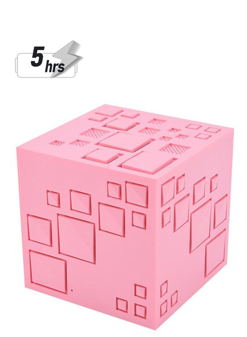 NIBEMINENT Cube Shaped Wireless Speaker Pink - Image 1