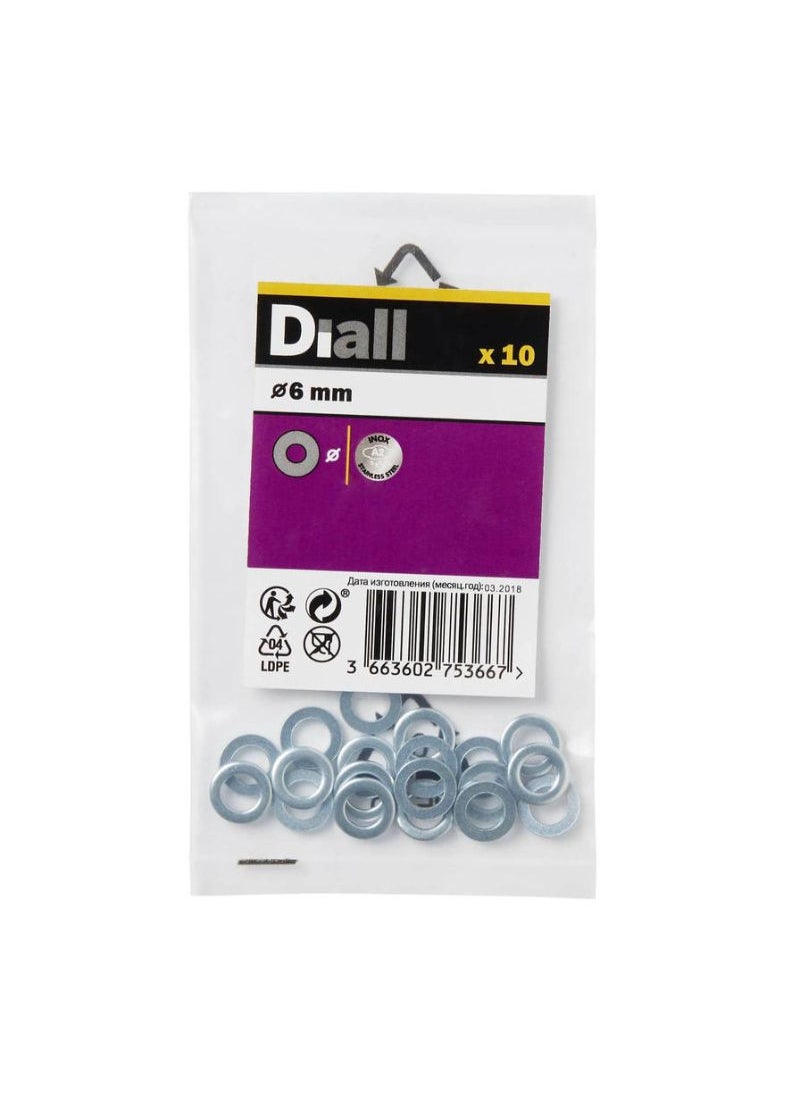 Generic Stainless Steel Medium Flat Washer Pack M6 10 Piece 