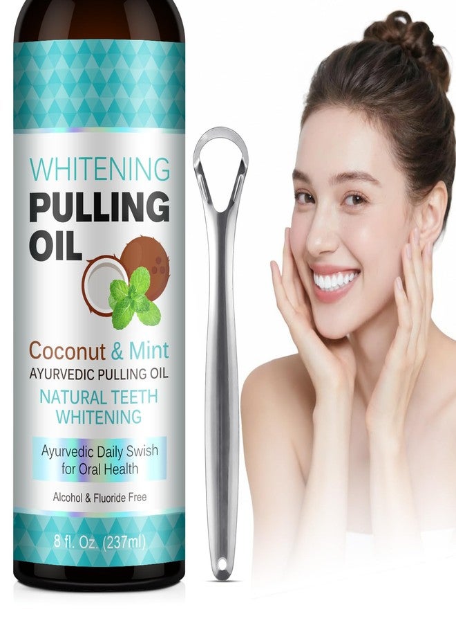 ZCPMFKC Coconut Oil Pulling for Fresh Breath and Oral Hygiene - Ayurvedic Expert Formulated | Supports Healthy Gums | Natural Teeth Whitening - Includes Tongue Scraper and Measuring Cup - 8 fl. oz - Image 1