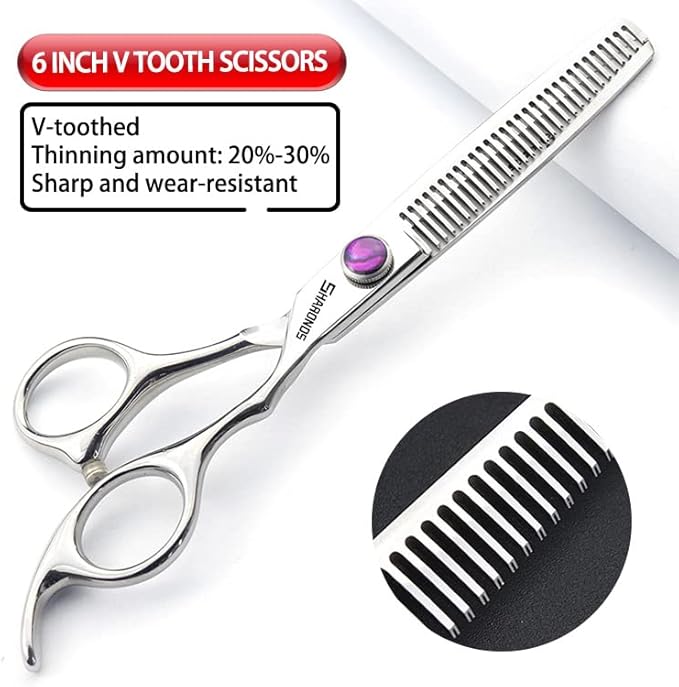 SHARONDS Hairdressing Scissors 65 inch Japanese 440C Sharp Hairdresser Professional Hair Scissors and Hairstyle Trim sparse 65 inch Black gem