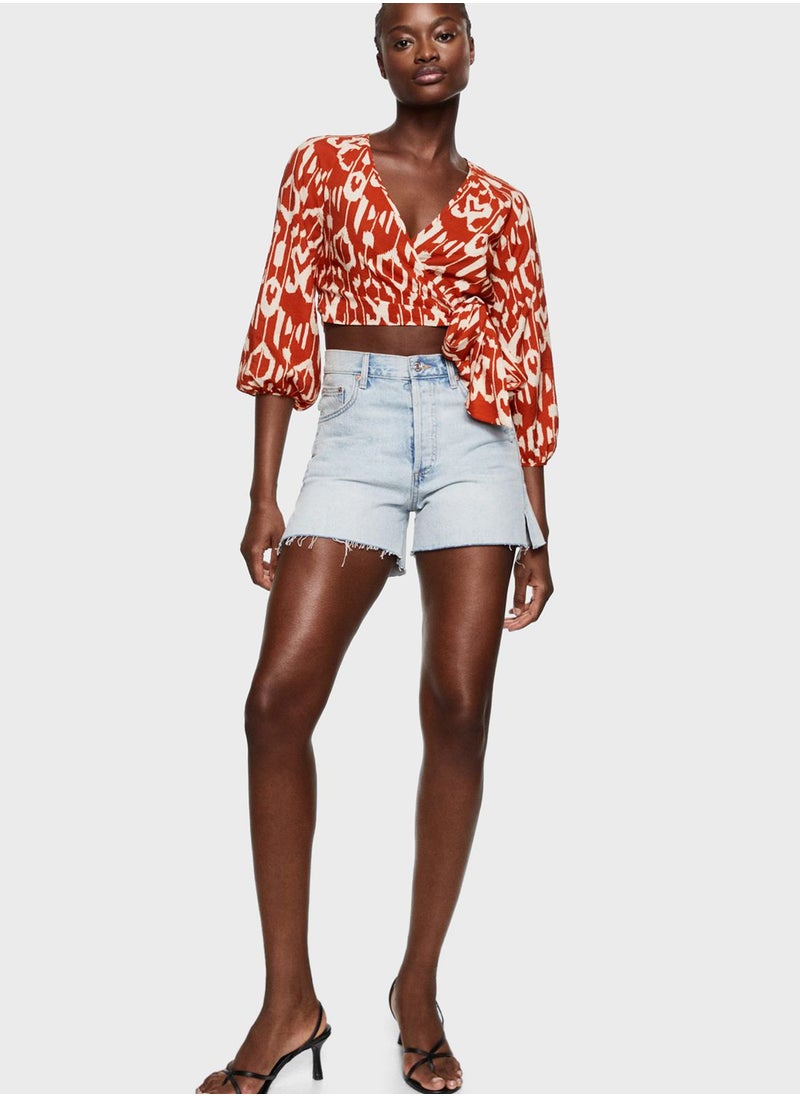 Surplice Neck Printed Puff Sleeve Crop Top - pzsku/Z641DE093F06852491E18Z/45/_/1698930768/cc71a44a-22f0-435a-a0cf-d89345315aaa