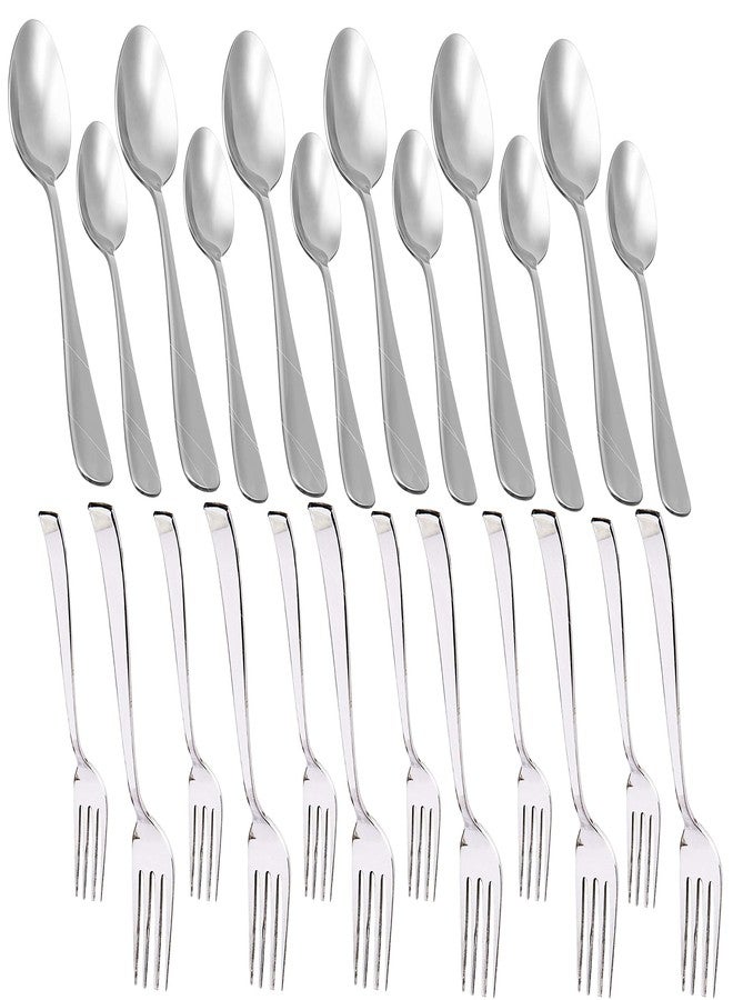 BLeaf Stainless Steel-Spoon, Dessert Spoon, Fork, Dessert Fork Set (Pack of 24) - Image 1