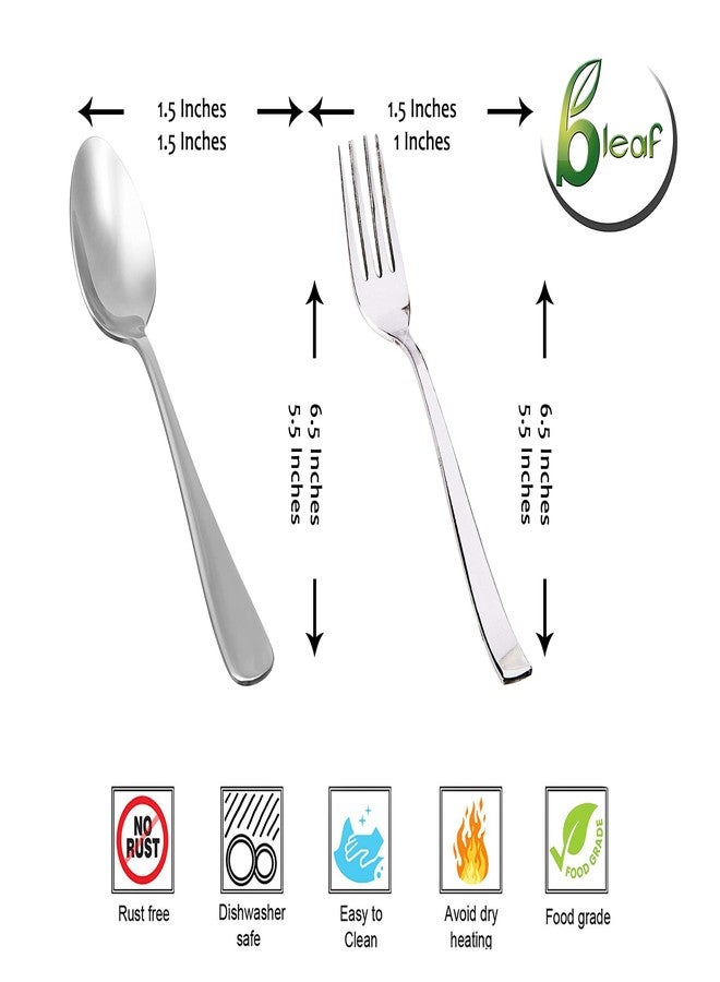 BLeaf Stainless Steel-Spoon, Dessert Spoon, Fork, Dessert Fork Set (Pack of 24) - Image 4