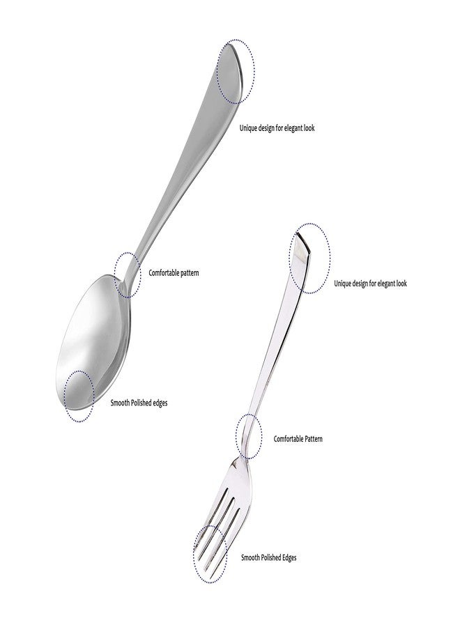 BLeaf Stainless Steel-Spoon, Dessert Spoon, Fork, Dessert Fork Set (Pack of 24) - Image 3