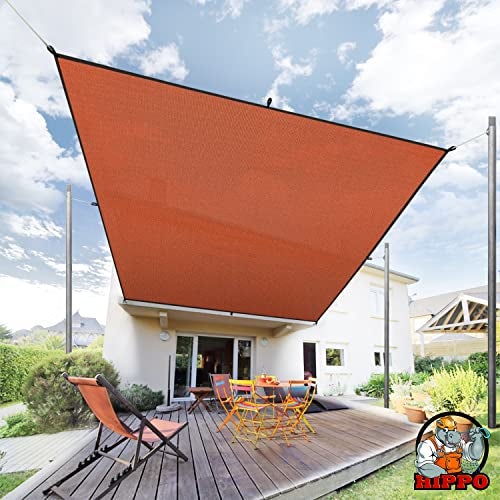 HIPPO Shade Sail with Polyester Band Affordable & Premium 150 GSM Sun Shade UV Block for Outdoor Car Parking (Brown, 9.5FTX20FT) - Image 1