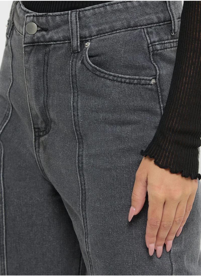 جينجر High Rise Straight Fit Vintage Jeans