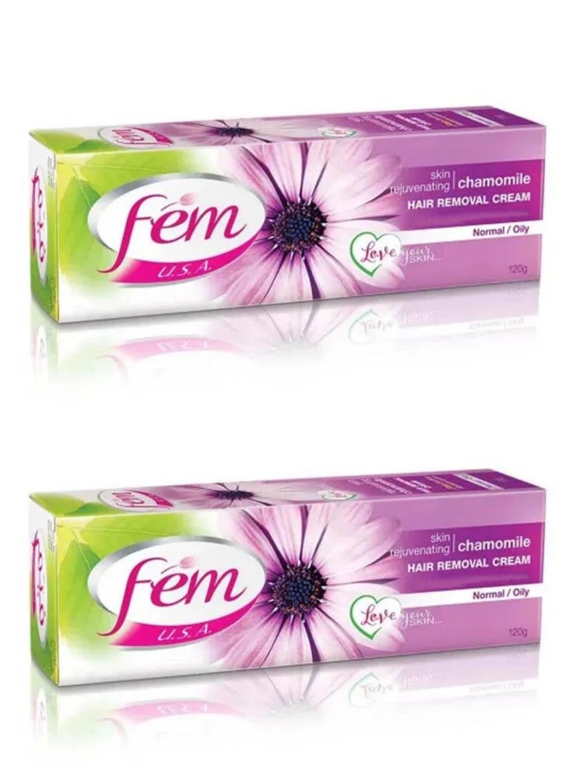 fem Two Pieces of Chamomile Hair Removal Cream for Normal Oily Skin - 120g - Image 1