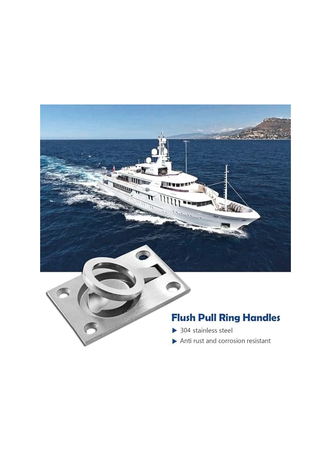 promass Square Flush Pull Ring Handles, 2 Pack Stainless Steel Hidden Recessed Furniture Handle, Recessed Boat Hatch Latch Cabinet Flush Mount Lifting Ring Pull Handle (2.44 x 1.73 Inch) - Image 5