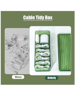 Excefore Double Layer Cable Tidy Box with Lid, 7 Grids Cable Organizer Box, Large Wire Storage Box for Cables, Charger Plug, Power Strips, Transparent Cable Management Box, Free 3M Cable Ties Roll  - Image 5