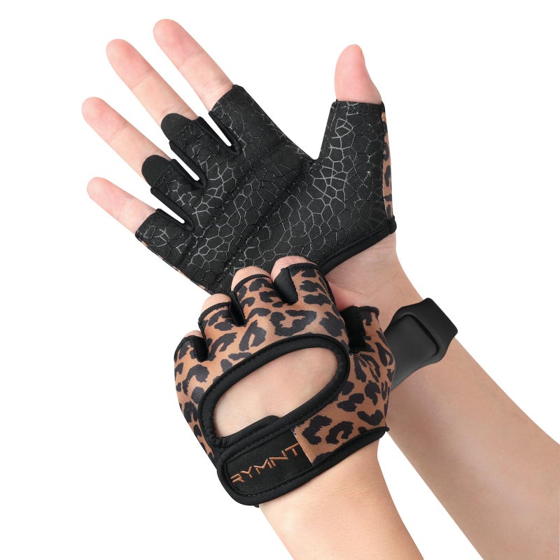RYMNT Minimal Weight Lifting Gloves,Short Micro Workout Gloves Grip Pads with Full Palm Protection & Extra Grip for Men Women Weightlifting,Gym,Exercise Training.Leopard-Medium - Image 2