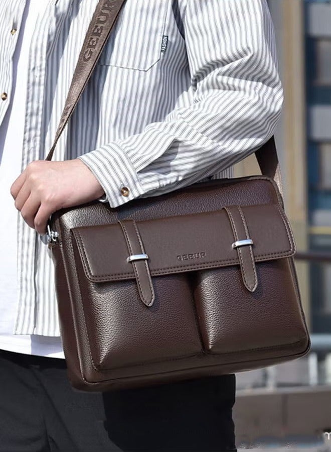 Canway Simple Business High Capacity Handbag for Men High End PU Leather Multiple Pockets Crossbody Bags Mens Waterproof Scratch-Resistant Wear-Resistant Casual Briefcase with Quality Hardware - Image 2