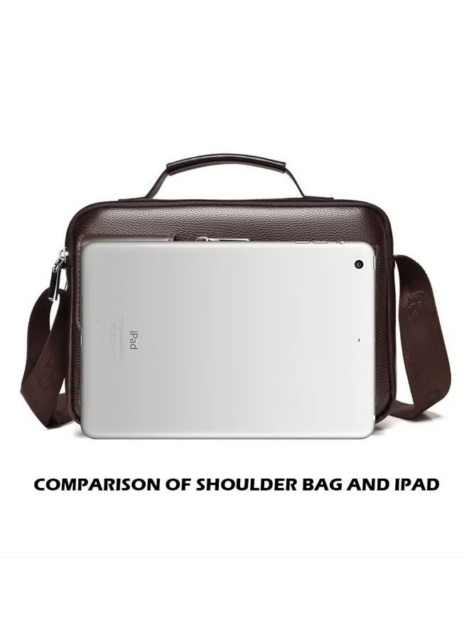 Canway Simple Business High Capacity Handbag for Men High End PU Leather Multiple Pockets Crossbody Bags Mens Waterproof Scratch-Resistant Wear-Resistant Casual Briefcase with Quality Hardware - Image 5