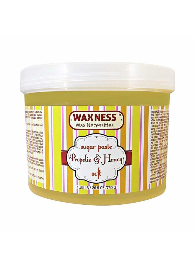 wax necessities معجون سكر ناعم طبيعي بالكامل من واكسنس للتطبيق اليدوي وتقنية الضمادة - عسل بروبوليس 1.6 رطل - Image 1