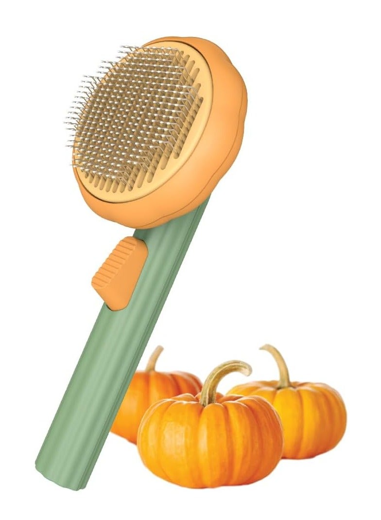 Generic Pet Pumpkin Self Cleaning Slicker Brush for Dogs Cats Puppy Rabbit, Dog Grooming Brush Tool Gently Removes Loose Undercoat, Cat Mats Tangled Hair Slicker Brush for Short & Long Hair  - Image 1