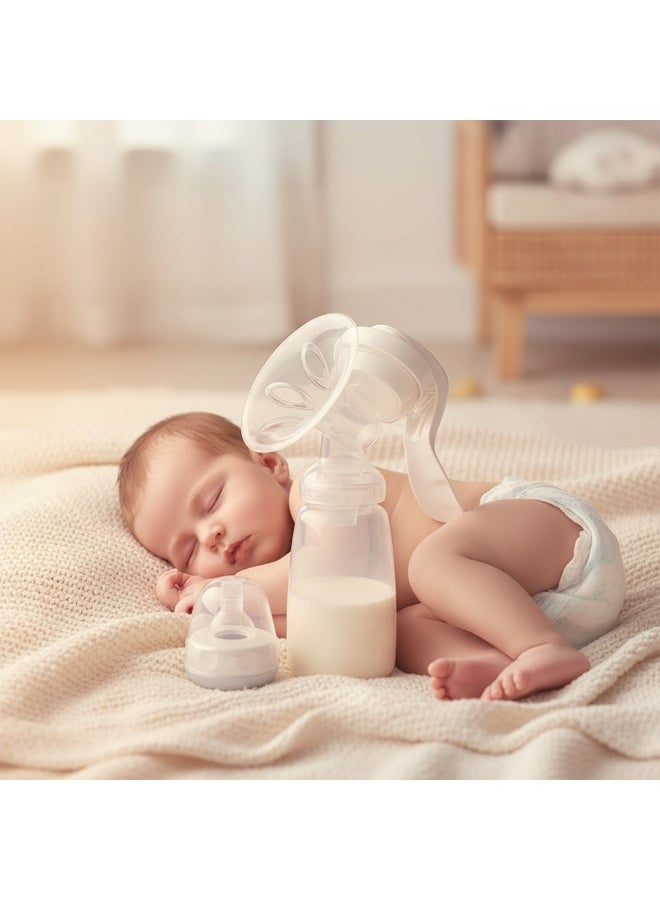 Manual Breast Pump – BPA-Free Food-Grade Silicone & PP, Comfort Massage, with Milk Bottle, Portable & Safe for Moms & Babies - Image 1