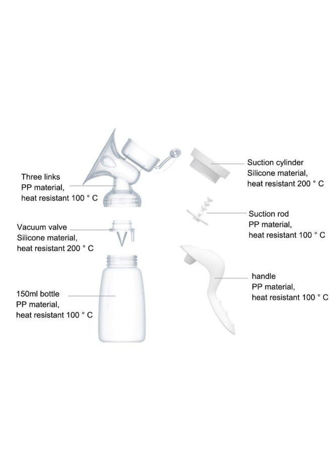 Manual Breast Pump – BPA-Free Food-Grade Silicone & PP, Comfort Massage, with Milk Bottle, Portable & Safe for Moms & Babies - Image 5