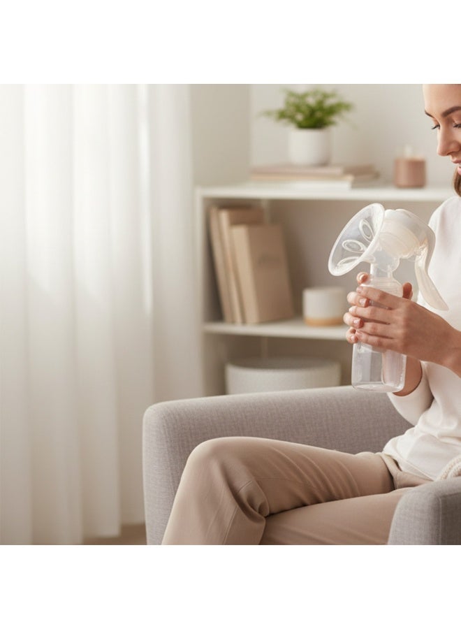 Manual Breast Pump – BPA-Free Food-Grade Silicone & PP, Comfort Massage, with Milk Bottle, Portable & Safe for Moms & Babies - Image 2