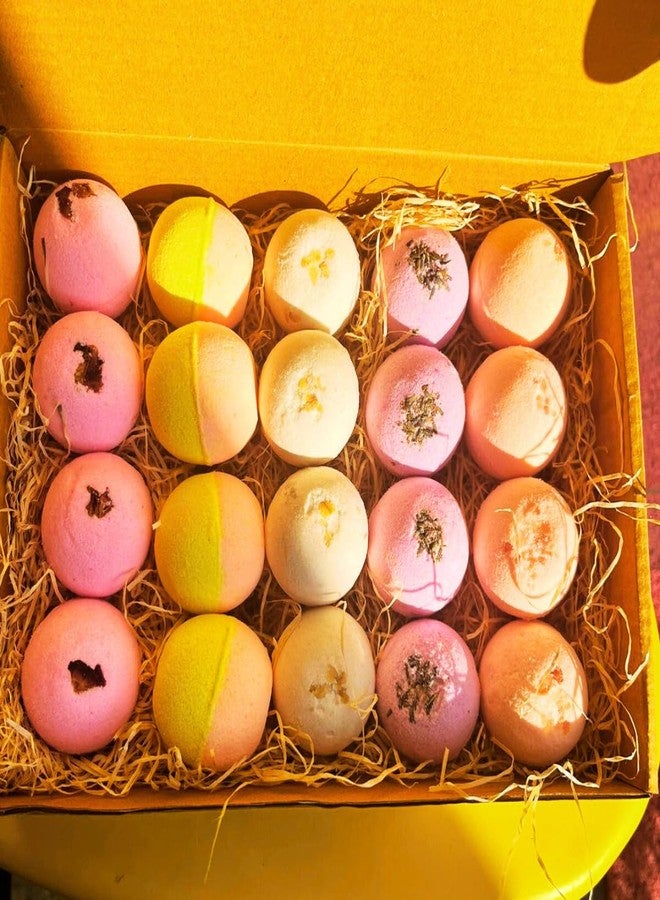 Aaranyam | Royal Bloom Box- Bath Bomb - Rose, Lavender, Pink Salt, Oats, Citurs |Refreshing hot water bath hydrating moisturizing enchanting Fizzy Aromatic Bath Bomb ( 75 g) each - Pack of 20 Gift for women - men - Image 1