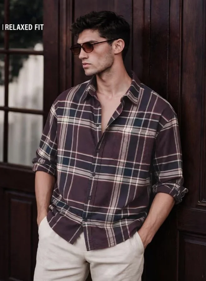 ذا سوليد ستور قمصان رجالية مريحة من قماش الكانفاس متعدد الألوان بنقشات مربعات وخطوط من متجر ذا سوليد ستور