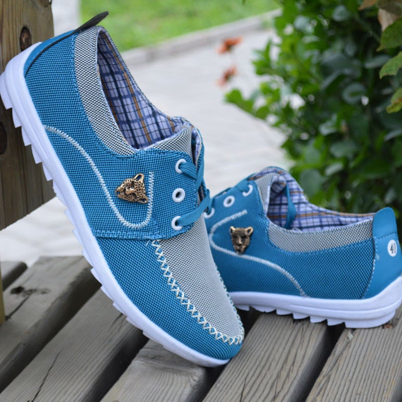 Beijing Cloth Shoes Men Casual Canvas Summer Loafers Grey 
