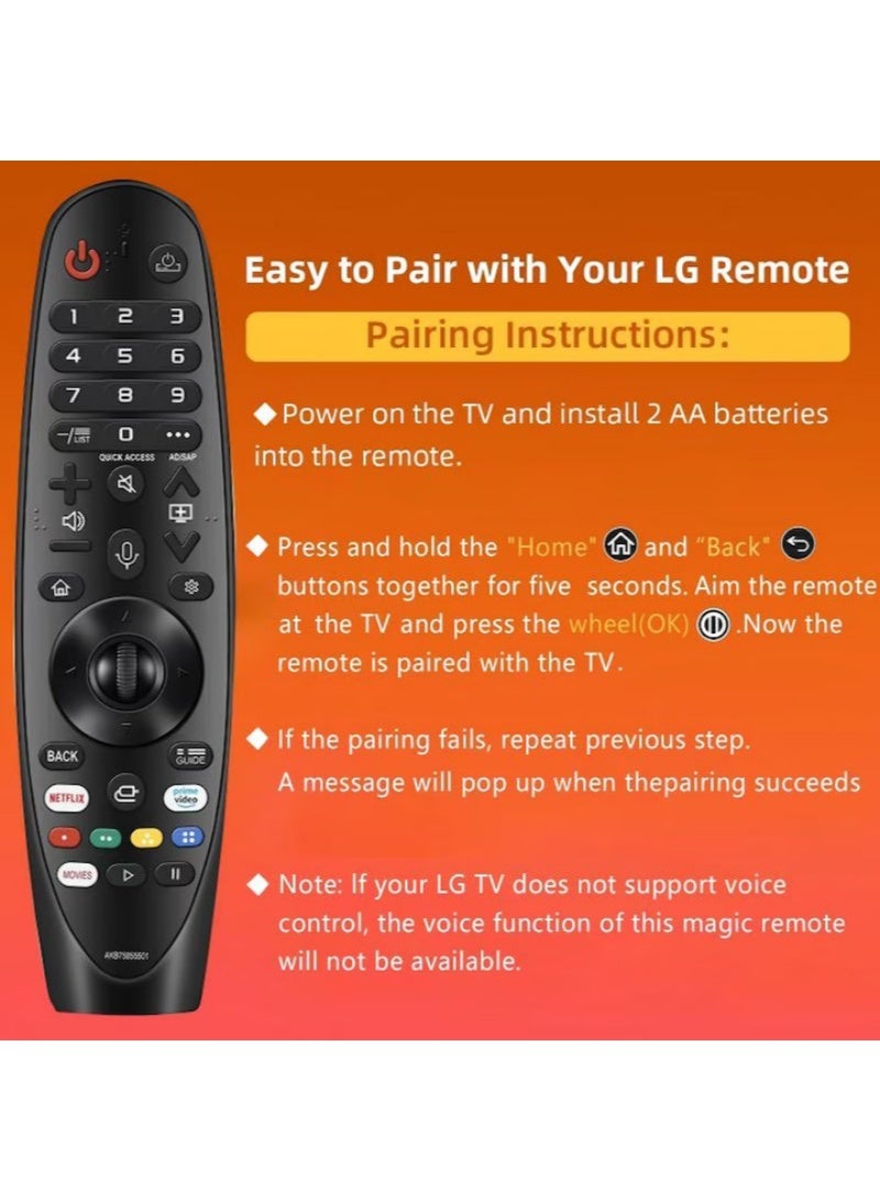 جهاز تحكم عن بعد عالمي لتلفزيونات LG الذكية (Magic Remote)، مزود بخاصية التحكم الصوتي ووظيفة المؤشر، متوافق مع معظم تلفزيونات LG الذكية، سهل الإقران، مزود بأزرار مخصصة لـ Netflix و Prime Video و Disney+، لون أسود - Image 3