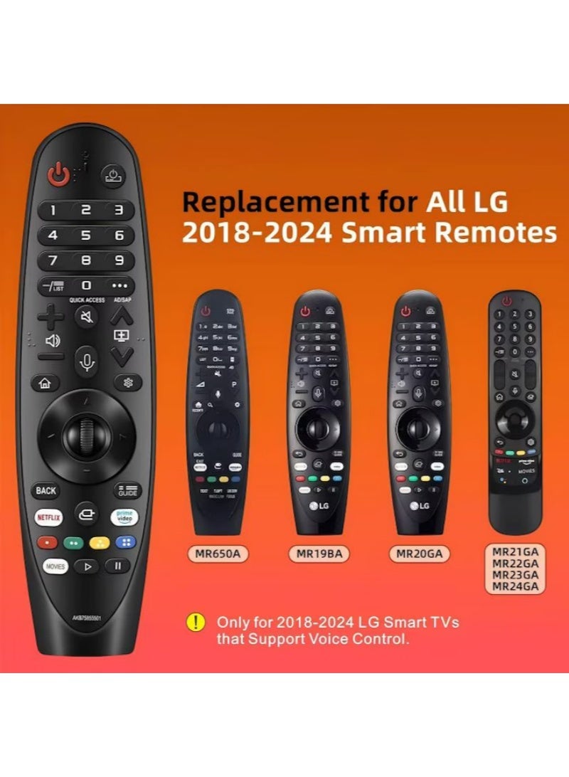 جهاز تحكم عن بعد عالمي لتلفزيونات LG الذكية (Magic Remote)، مزود بخاصية التحكم الصوتي ووظيفة المؤشر، متوافق مع معظم تلفزيونات LG الذكية، سهل الإقران، مزود بأزرار مخصصة لـ Netflix و Prime Video و Disney+، لون أسود - Image 2