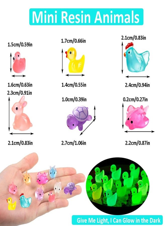 Purple Star Mini Resin Animals 50 Pack Mini Ducks Flamingos Turtles Rabbits Chicken Sting Ray Tiny Ducks Little Animals Figures to Hide Small Plastic Ducks Glow in The Dark Decor Valentine's Day Gifts Pink - Image 2